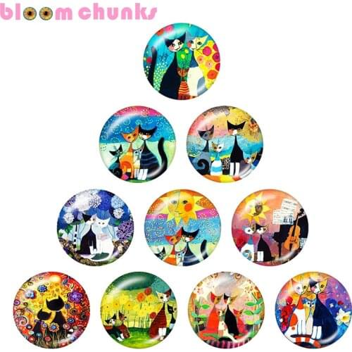 Cat love 10pcs mixed 12mm/18mm/20mm/25mm Round photo glass cabochon demo flat back Making findings S4485