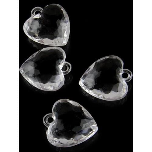 135PCS/Lot 25MM Clear Crystal Faceted Love Heart Charm Pendant Peach Chunky Bulk Necklace Beads Pendant