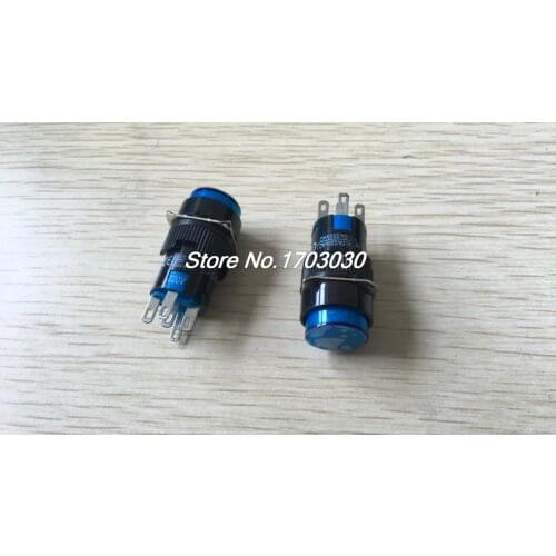 2 Pcs AC 220V Blue Light Momentary SPDT Round AC 250V 1A Push Button Switch
