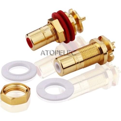 2pcs CMC 816 Gold Plated Brass RCA Jack Female Socket Connector for HiFi Audio Video TV CD AMP Panel Chassis Mount