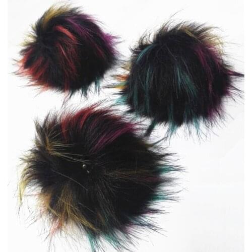 20pcs a lot Wholesale Rainbow Fur Pompom 15cm Artificial Faux Fur pom poms Ball For Knitted Beanie Skullies Hat Caps Bags