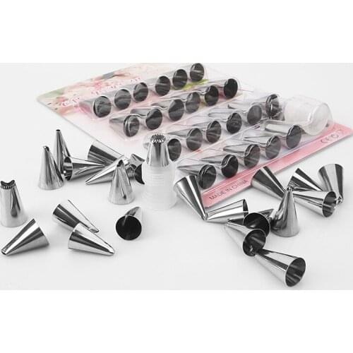 24PC Stainless Steel Cake Nozzle DIY Cake Decorating Tips Fondant Pastry Tools Large Icing Piping Cake Nozzle Cupcake Bake Tools
