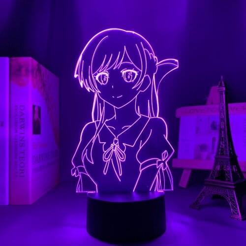 3d Lamp Anime Kanojo Okarishimasu Chizuru Ichinose for Bedroom Decor Night Light Birthday Gift Manga Rent A Girlfriend Led Light