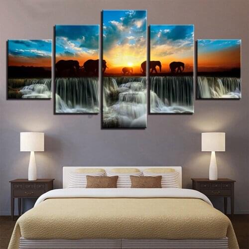 5d diy diamond painting Modern animal art, sunset waterfall, elephant diamond painting cross stitch embroidery diamo 5pcs TT4776