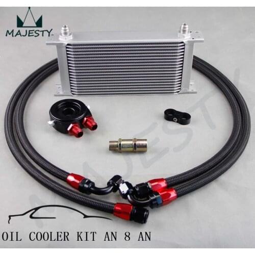 AN-8AN 19 ROW UNIVERSAL FILTER ADAPTER OIL COOLER NYLON BRAIDED OIL LINE KIT