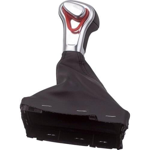 Automatic Chrome Gear Shift Knob Leather Boot Shifter Cover For Audi A3 A4 A6 C6 2006-2011 Q5 Q7 2006-2015 8KD713139B