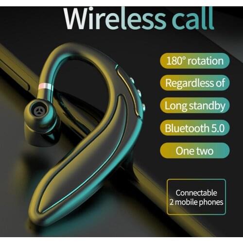 Bluetooth V5 Wireless Hands-Free Unilateral Hanging Ear Headset with Microphone