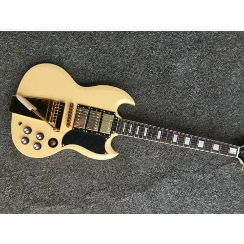 Bigsby tremolo cream yellow SG Reissue humbucker pickup black big pickguard custom guitar rosewood fretboard
