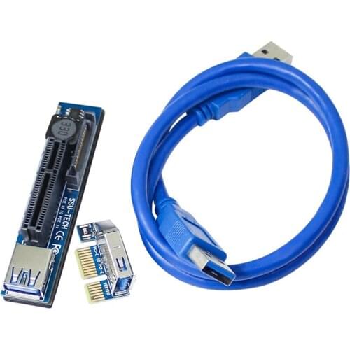 PCIE X1 to X4 Riser Card Extension Cable USB3.0 PCI-E Adapter Cable for Desktop Computer