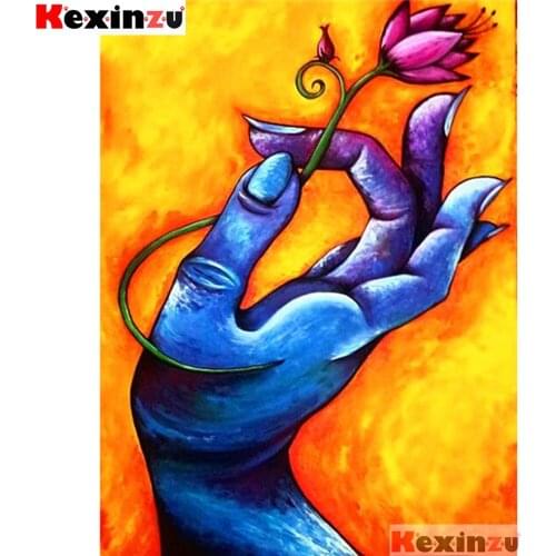 Full Square Round Diamond 5D DIY Diamond Painting "Flower finger" Diamond Embroidery Cross Stitch Rhinestone Mosaic Painting Xy3