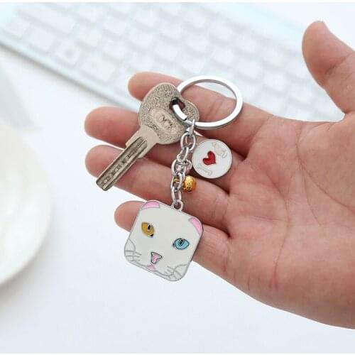 Fashion Cute Cartoon bell Cat Pendant Key Rings Kitten Cat charm Key Chain Car Bag Keychains Creative Jewelry Gift