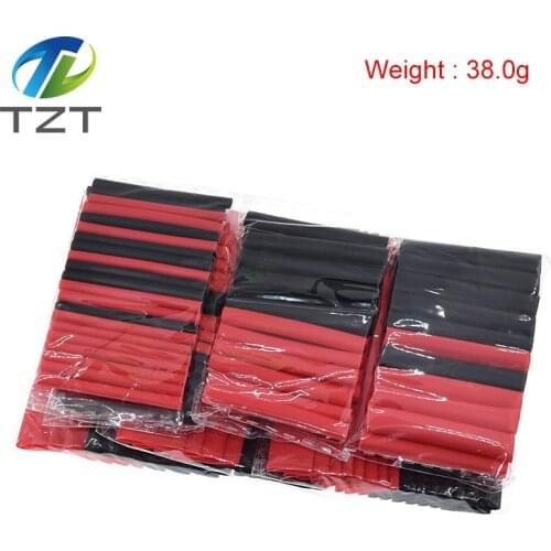 TZT 1set=150PCS 7.28m Black And Red 2:1 Assortment Heat Shrink Tubing Tube Car Cable Sleeving Wrap Wire Kit