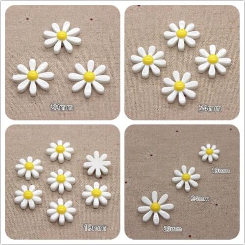 19mm/24mm/29mm Resin New White Eight-Petal Flower Flatback Cabochon DIY Craft/Jewelry/Phone Decoration Accessories