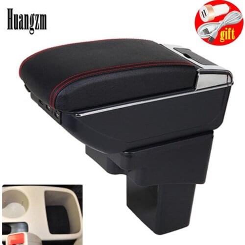 For Hyundai Accent RB Solaris 2012 - 2016 Armrest box Dual Layer Rotatable PU Leather Central Store Content box with USB