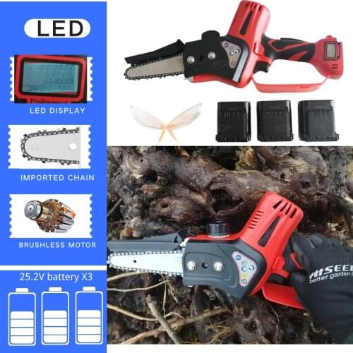Lithium battery handheld electric chain saw pruning shears chainsaw outdoor mini logging saw brushless chain saw tree cutting sa