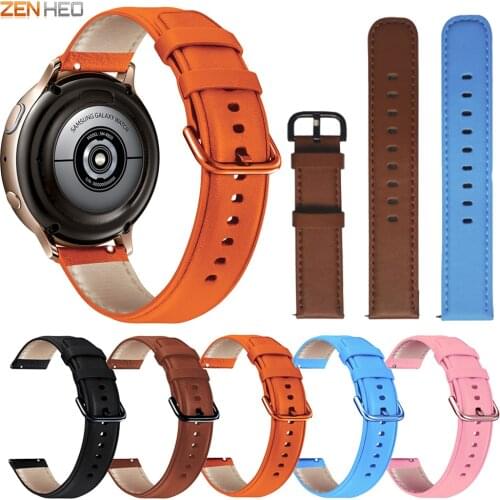 20mm Genuine Leather Watchband For Samsung Galaxy Watch Active 2 40mm 44mm Smart Watch Strap for Huami Amazfit Bip/GTS/GTR 42mm