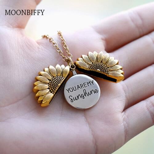 You Are My Sunshine Sunflower Necklaces For Women Rose Gold Silver Color Long Chain Sun Flower Female Pendant Necklace Jewelry