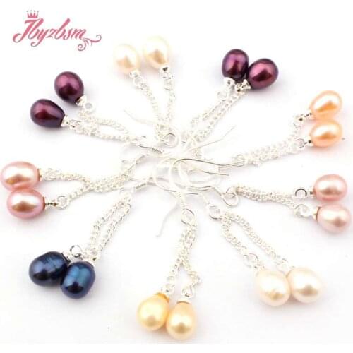 4-6x5-7mm Natural Oval Freshwater Pearl Tibetan Silver Double Dangle Hook Earrings 1 PairFashion Jewelry Wholesale Free Shipping