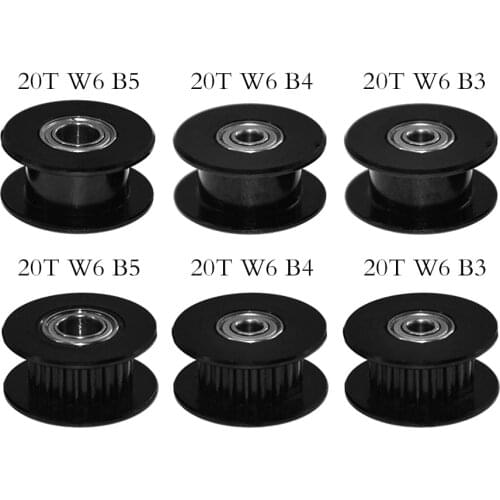GT2 Idler Timing Pulley 20 Tooth Wheel Bore 3/5mm Aluminium Gear Teeth Width 6mm 3D Printers Parts For Reprap Part