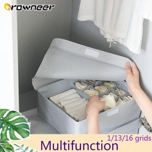 1/13/16 Grids Foldable Underwear Storage Box Drawer Bras Socks Tie Organizer Multi-function Oxford Closet Drawer Organizers