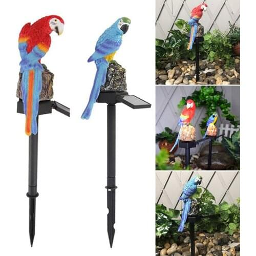Solar Parrot-shaped Landscape Light Tropical Style Resin Craft Inserting Garden Light LED Lawn Ground Plug Outdoor Decor VJ-Drop