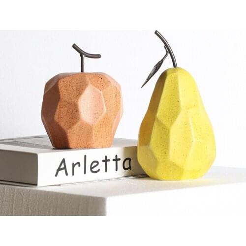 Fruit Abstract Statue Ornaments Simple Room Decor White Black Apple Pear Resin Figurine Desk Adornment Home Decoration Modern