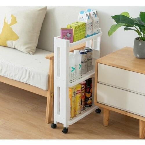 Goods For Kitchen Storage Rack Fridge Side Shelf 2/3/4 Layer Removable With Wheels Bathroom Organizer Shelf Gap Holder WF307506