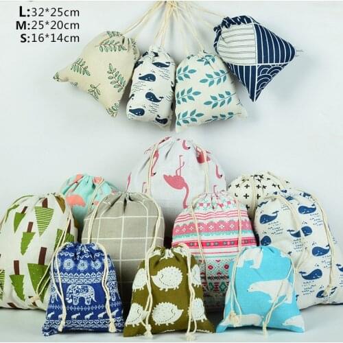 NEW 1PCS Fashion Cotton Drawstring Shopping Bag Eco Reusable Folding Grocery Cloth Underwear Bag Case Travel Home Storage Bag