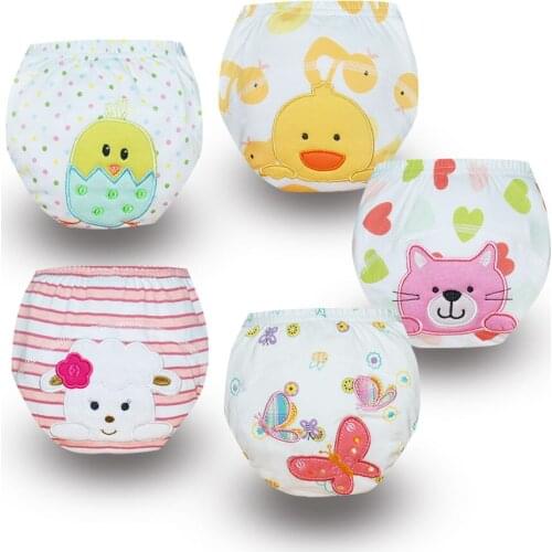 Baby Kids Children Potty Training Pants Cotton Cloth Diaper Nappy Washable Pee Training Panties Reusable Underwear 5pack/lot