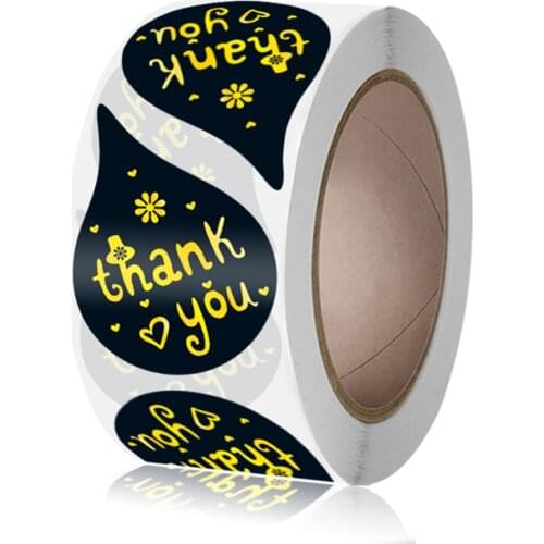 50-500pcs Water-Drop Shape Thank You Sealing Label Sticker Tape Thank You Packaging Label Material Supplies Sealing Stickers