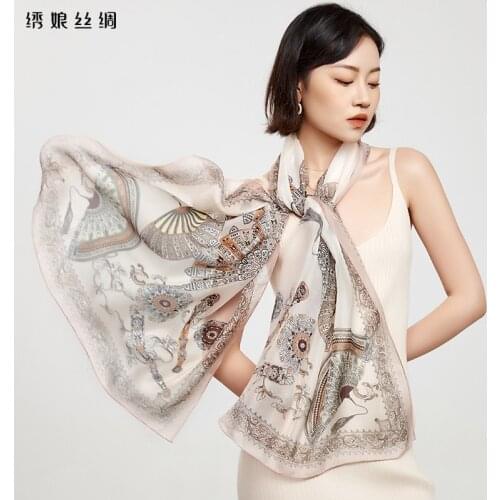 Spring and autumn period and the model of western style fashion mulberry silk towel long silk fan language silk scarves