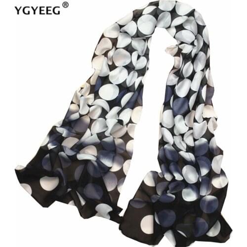 YGYEEG Women Large Long Chiffon Hijabs Scarves Dots Print Gradient Color Scarf Wrap Shawl Soft Head 160*50cm Ladies Bufanda New