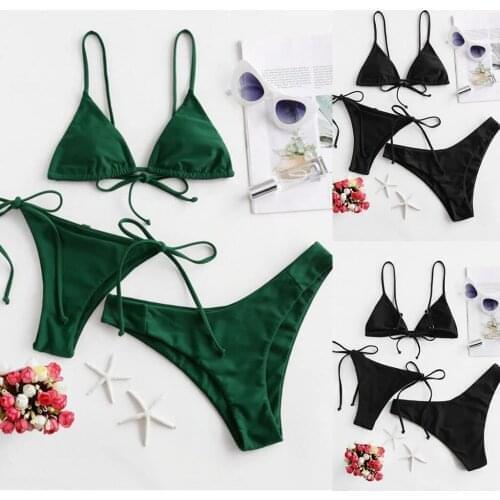 Womens Bikini Solid Set Swimsuit Two Piece Filled Bra Swimwear Beachwear Woman Swimsuit Bikini Extreme Micro Bikini Maillot