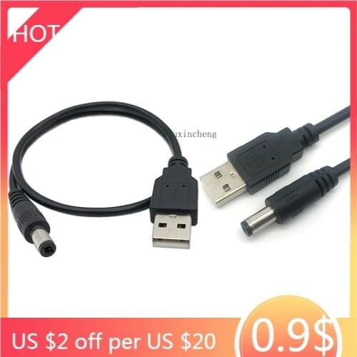 1PCS 0.5M 1M DC Male Power Supply 5.5x2.1mm Adapter to USB Plug Male Cable