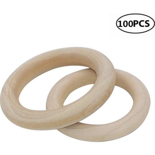 100pcs 4cm 1.57" Natural Round Bamboo Flat Loop Ring Circle Slice Embellishments for Model Making Handmade DIY Craft Toys