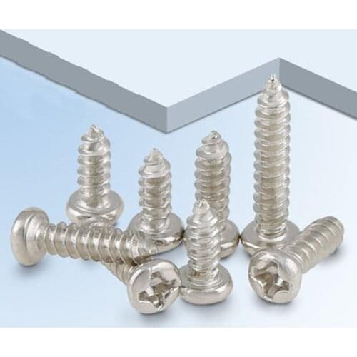 100pcs M1x3/4/5mm Length Nickel plating Round head Phillips screw Self-tapping screws Pan heads cross bolt