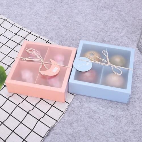 4inch Dessert Baking Packaging Boxes Pink/Blue Paper Packaging Box Cookie Containers Wedding Birthday Party Supplies Decoration
