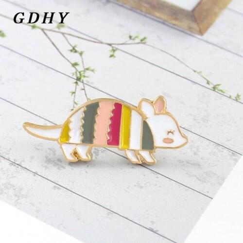 GDHY Enamel Animal Mouse Armadillo Brooch Animal Lover Badge Pins Rainbow Color Denim Backpack Clothing Childrens Jewelry