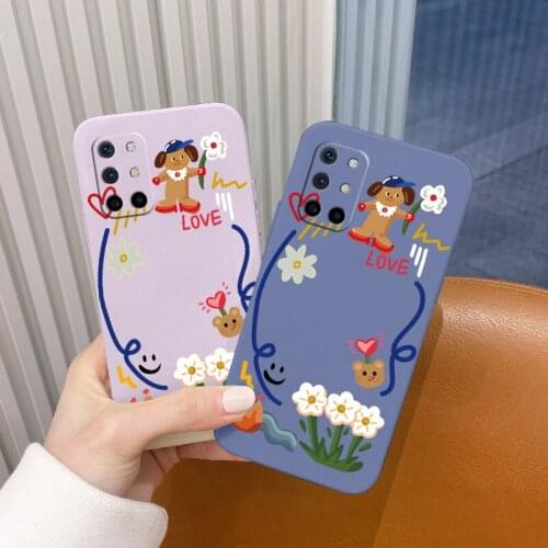 Bear Flower Shockproof Liquid Phone Case Case For Oneplus 8t 9 9pro 9r pro Phone Case