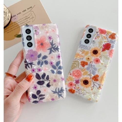Retro Flower Leopard Phone Case For Samsung A52 A72 A32 A51 A71 A50 A70 S21 S20 Ultra S20 FE Soft IMD Dream Shell Phone Cover