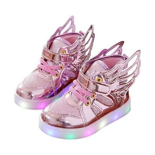 New Children Baby Luminous Shoes Boys Girls Flying Wing Light Up Colorful Glowing Sneakers Kids Leisure Sports Christmas size 21