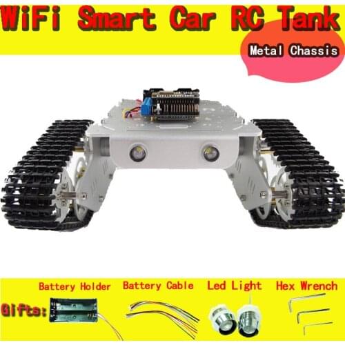 DOIT T300 RC WiFi Robot Tank Car Chassis Controlled by Android/iOS Phone based on Nodemcu ESP8266 Board+Motor Drive Shield DIY