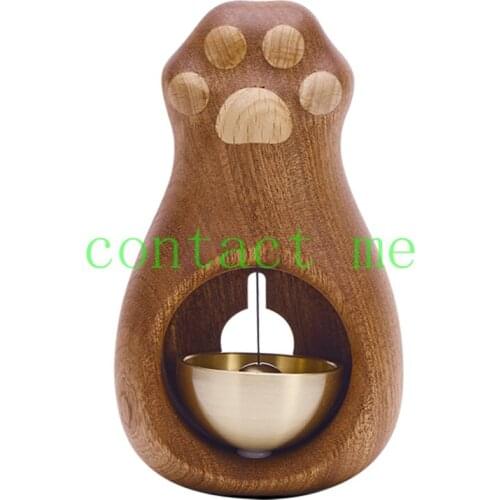 【Lucky Cat Doorbell】Wooden wind chime ornaments, door bells, cat paw decorative bells, nice ringtones
