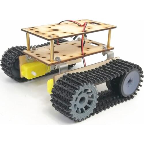 Economy robot double-layer wooden tank chassis TT motor 3-9v tracked intelligent car chassis
