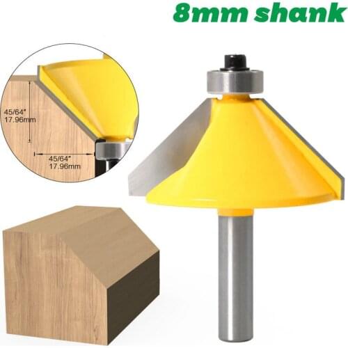 1PC 8mm Shank High Quality Large 45 Degree Chamfer & Bevel Edging Router Bit Wood Cutting Tool woodworking router bits