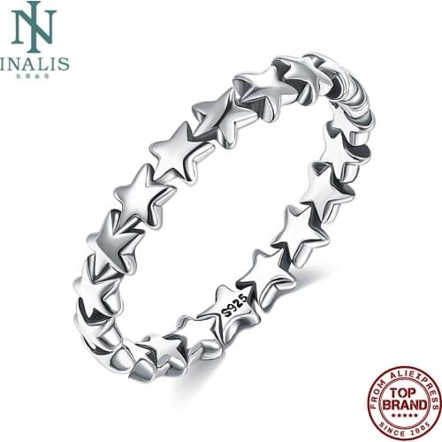 INALIS 925 Sterling Silver Ring For Women Pentagram Wedding Boutique Jewelry Stackable Romantic Ring Girl Female Festival Gift