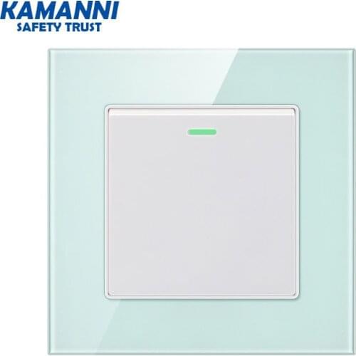 Kamanni Push Button Switch Green Luminous Fluorescent Strip Crystal Glass Panel 1/2/3/4 Gang 1/2 Way Luxury Modern Wall Switches
