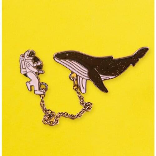 Whale Brooch Badges for Backpack Astronaut Badge Enamel Pins Clothes Lapel Pin Badges for Clothes Accessories Jewelry Gift Decor