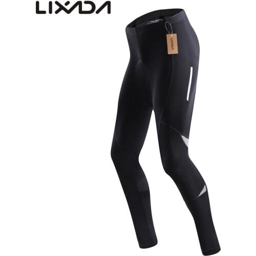Lixada Mens Reflective Bicycle Pants Gel Padded Cycling Compression Tights Legging Outdoor Spring Autumn Downhil Cycling Pants
