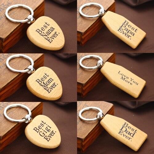 Best Family Ever Wood Keychain Mom Dad Nana Gigi Papa Grandma Wooden Keyring Love You More Key Chain Keyfob Family Jewelry Gifts